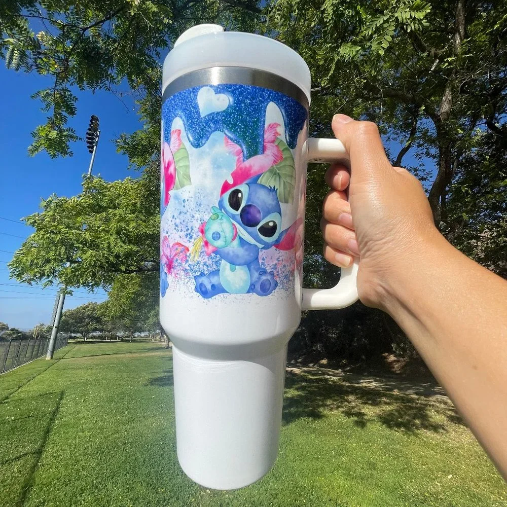 Custom 40 oz Tumbler Disney Lilo & Stitch Double-wall vacuum insulation …